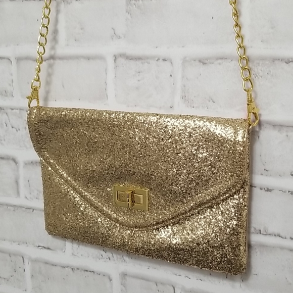 Aldo Handbags - ALDO Gold Glitter Crossbody Clutch Purse